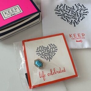 NWT Keep Collective “Pave set stone Turquoise” gold charm